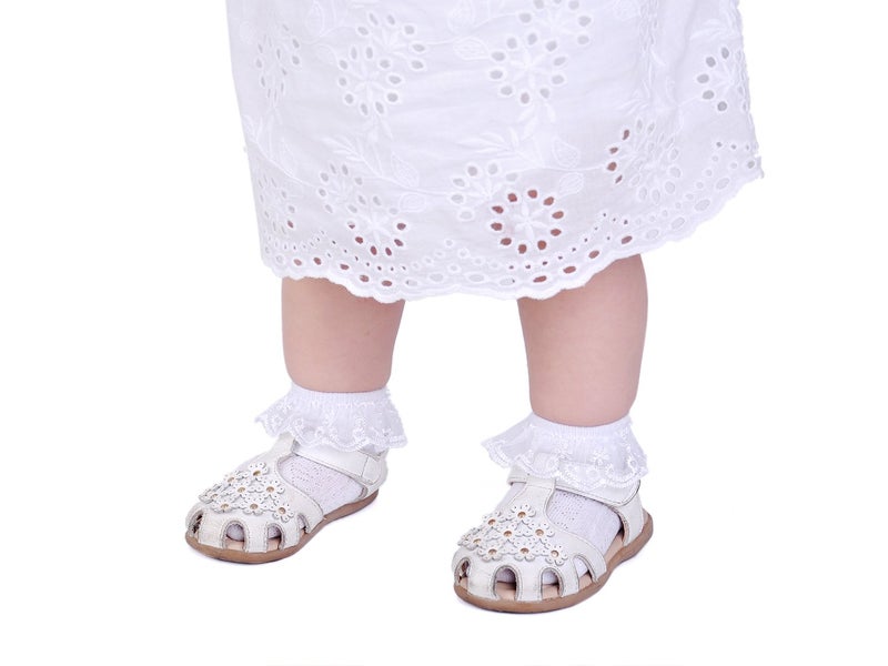 EPEIUS 6 Pairs Baby-Girls Infants Eyelet Frilly Lace Socks Princess Ankle Socks for 6-12 Months Ivory/Pink/White/Gray/Mint Green/Purple - Image 2